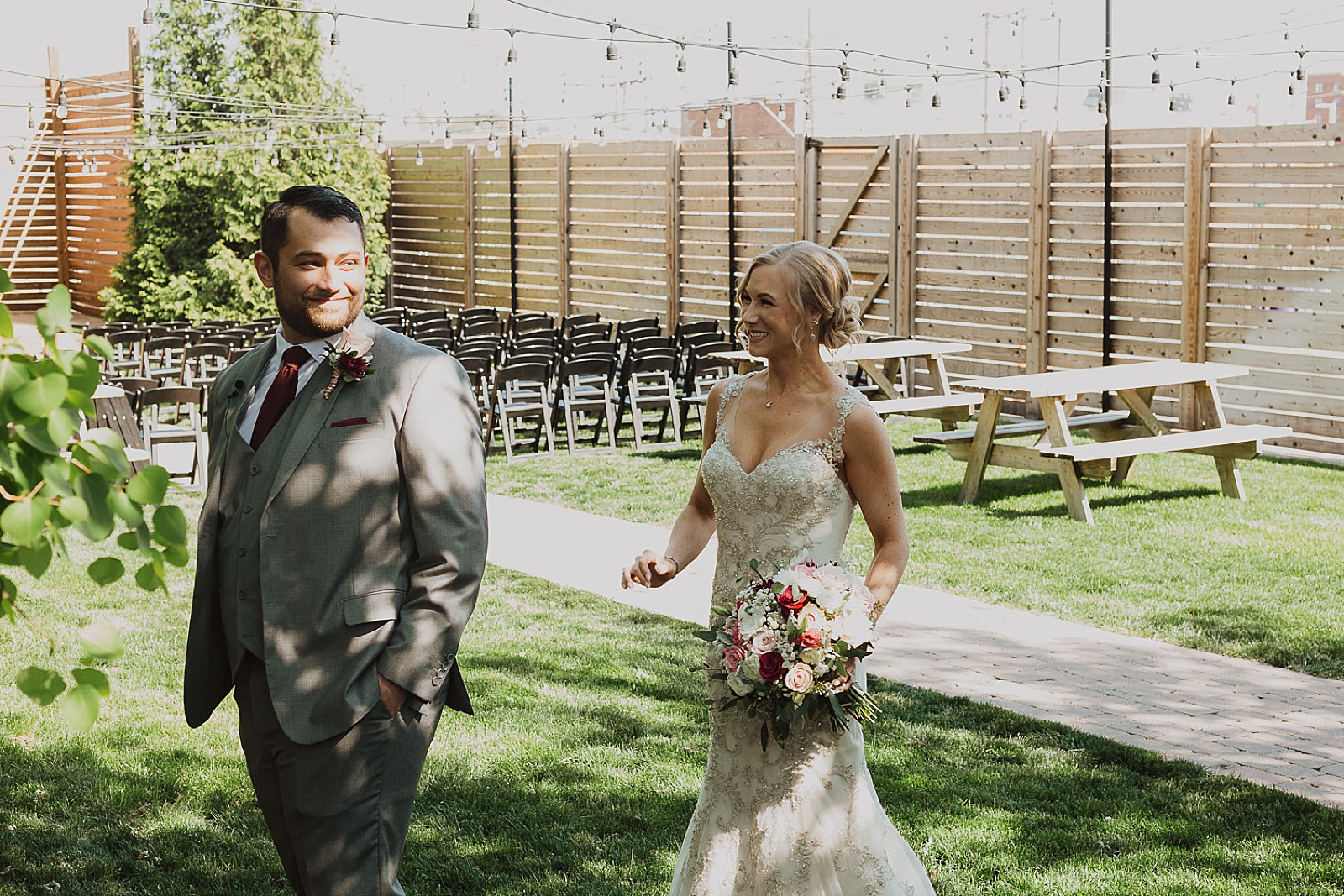 Bride and groom first look from Kansas City Wedding at The Guild Photographed by Caitlyn Cloud Photography