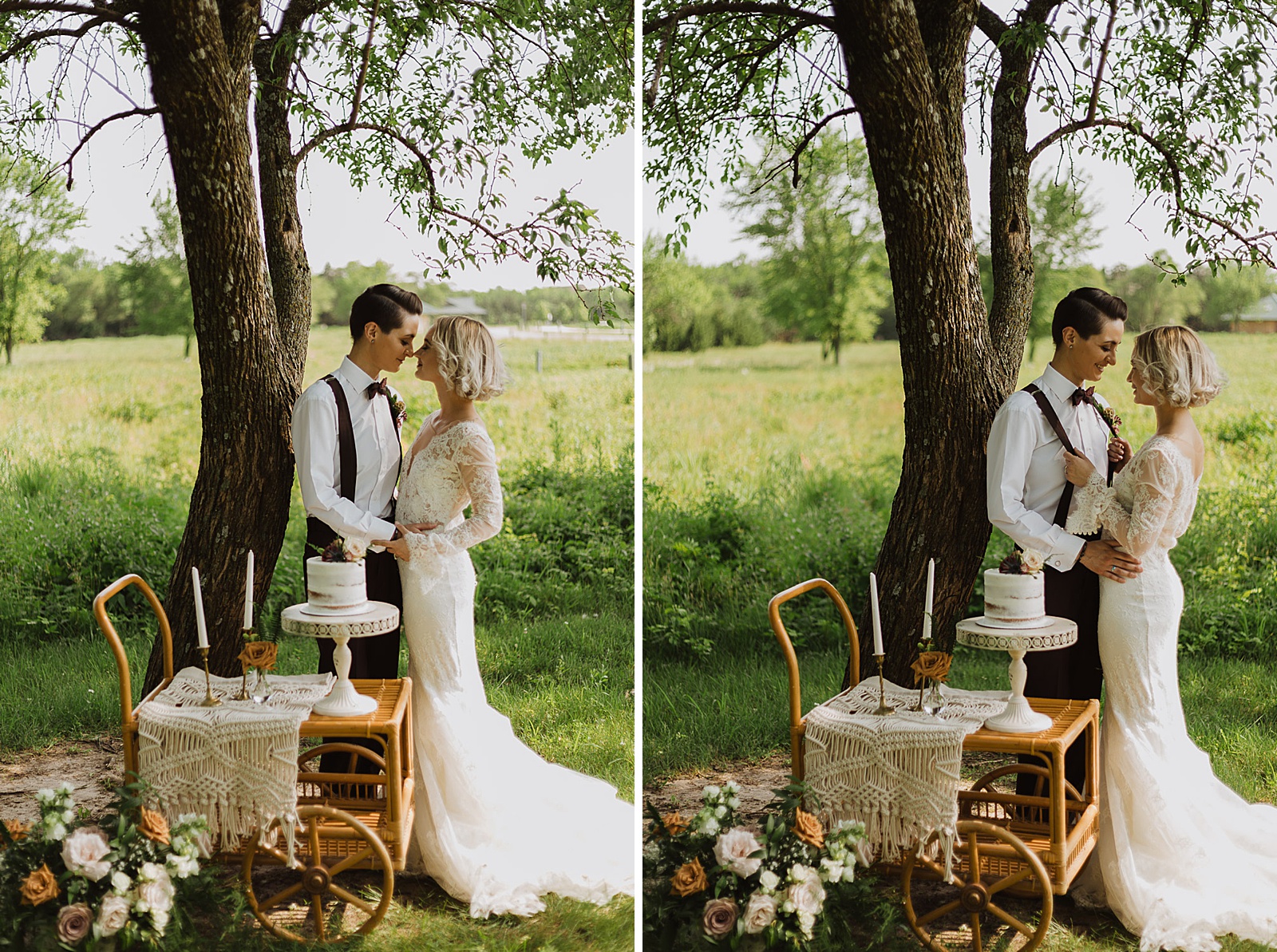 Couple at Dessert Cart Boho Kansas City Styled Elopement captured by Caitlyn Cloud Photography