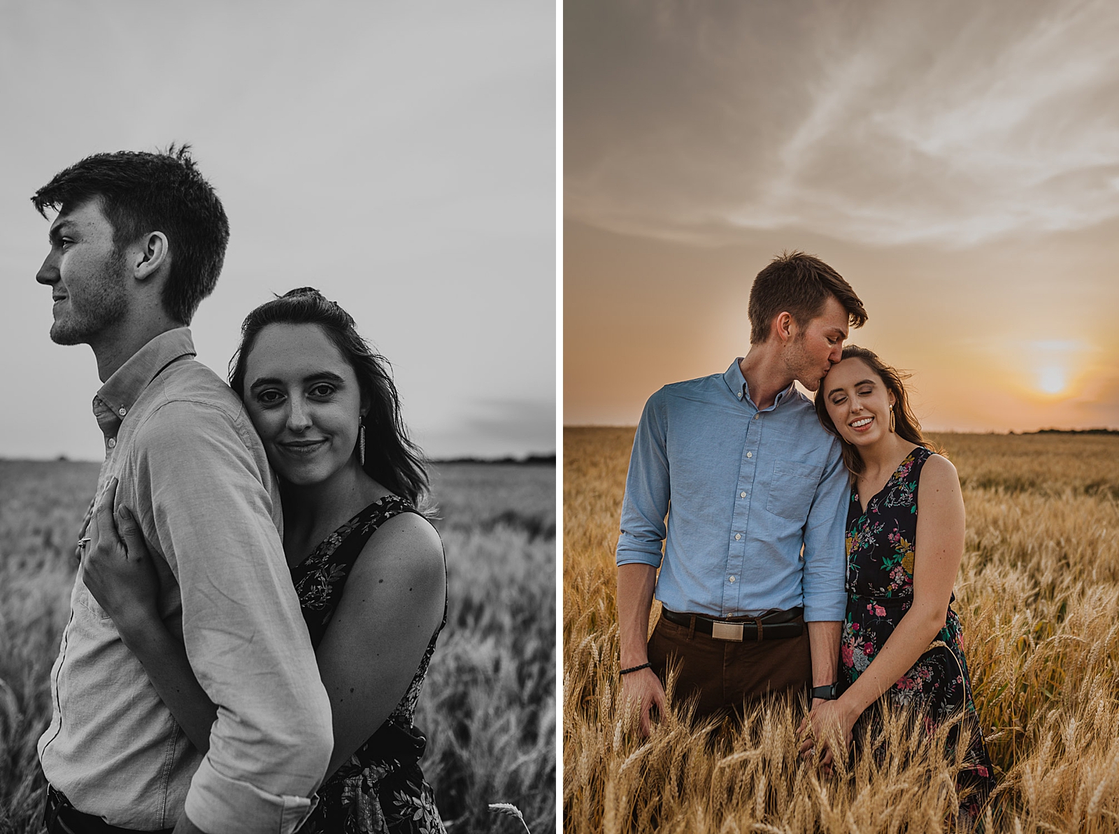 Kansas City Country Wheat Field Engagement Photos by Caitlyn Cloud