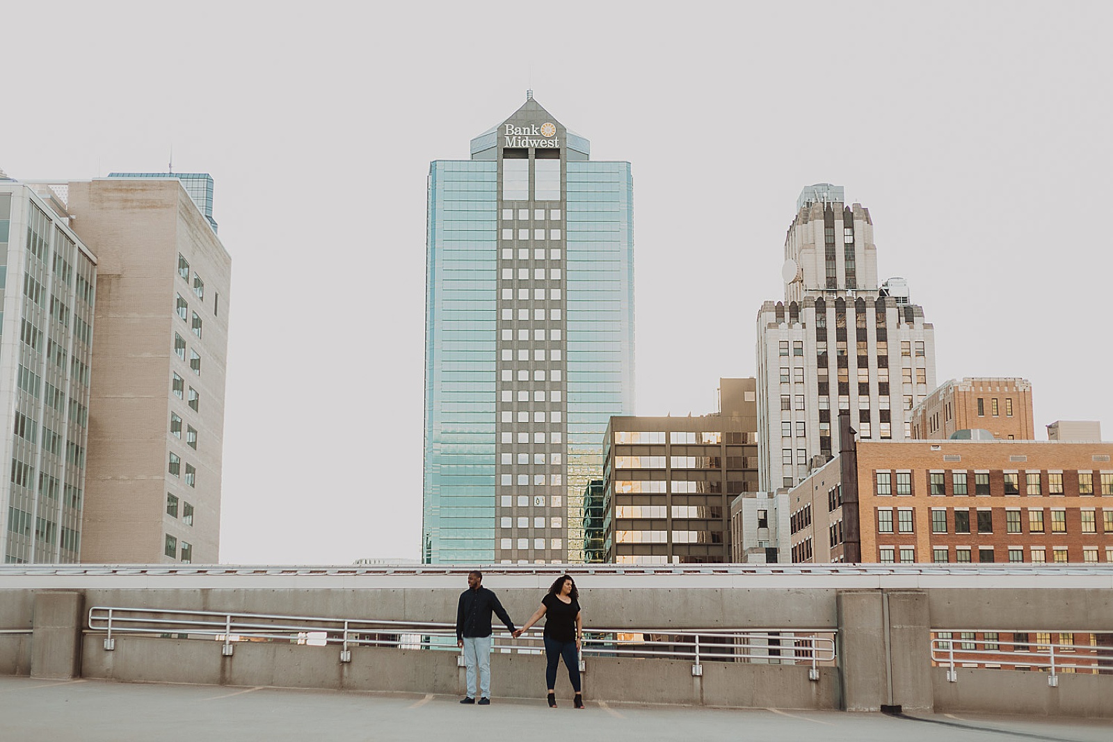 Parking garage engagement photos in Kansas City by Caitlyn Cloud Photography