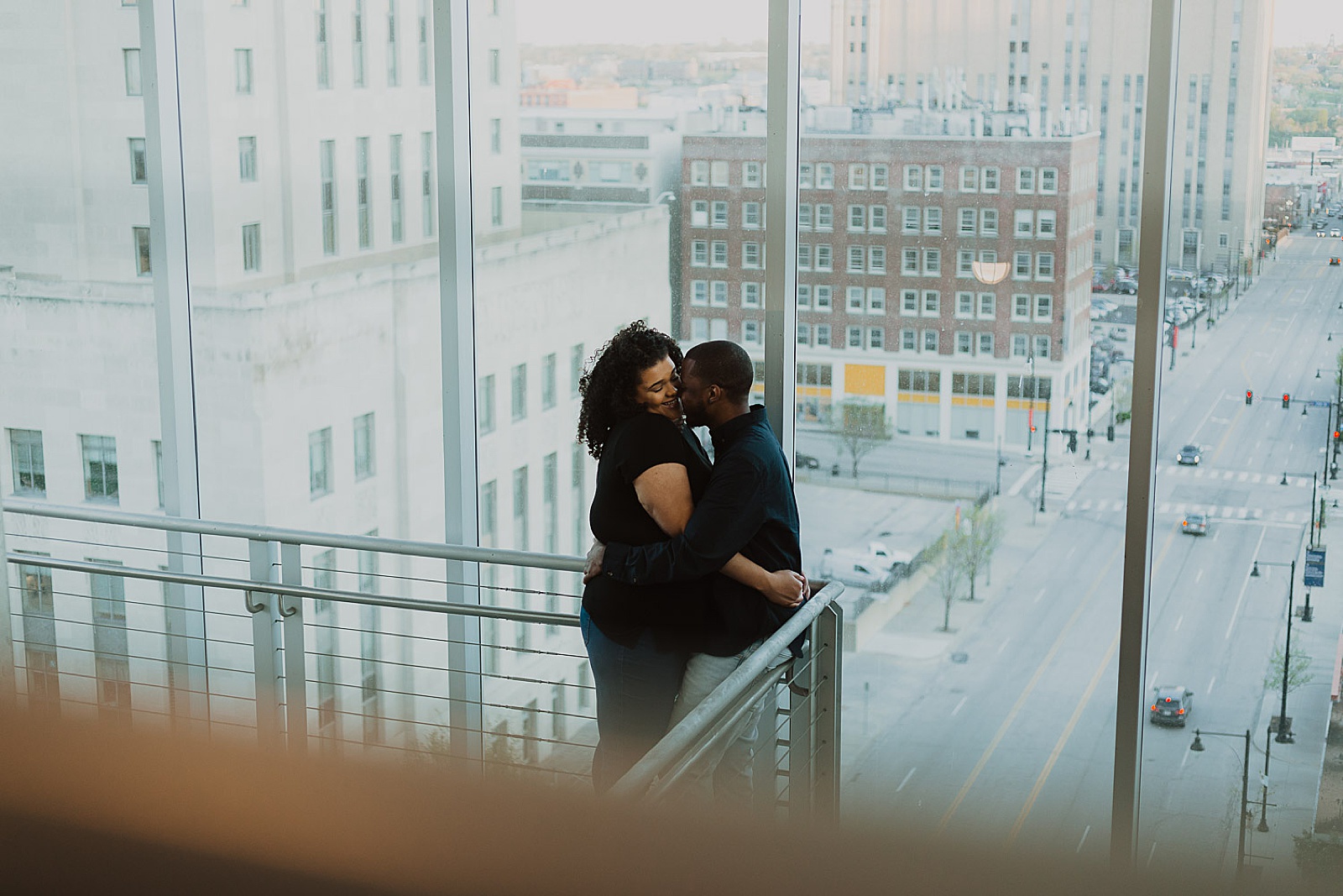 Parking garage engagement photos in Kansas City by Caitlyn Cloud Photography