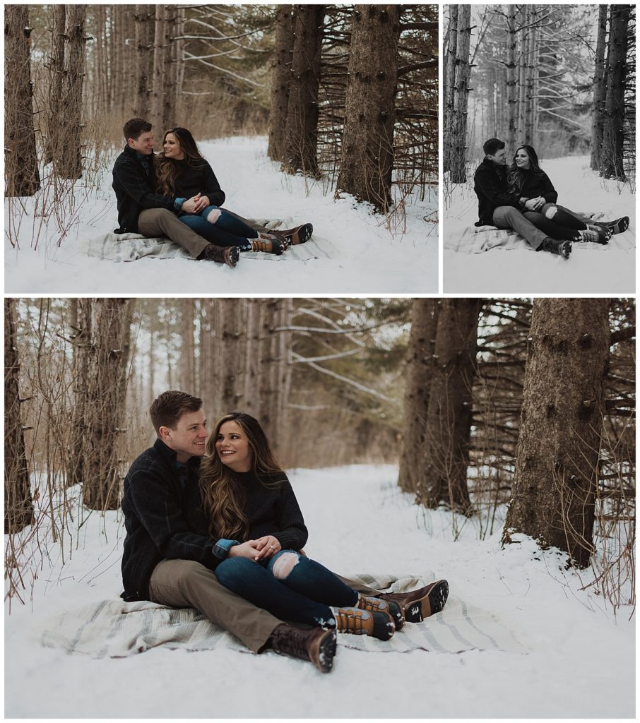 Snowy Downtown engagement session