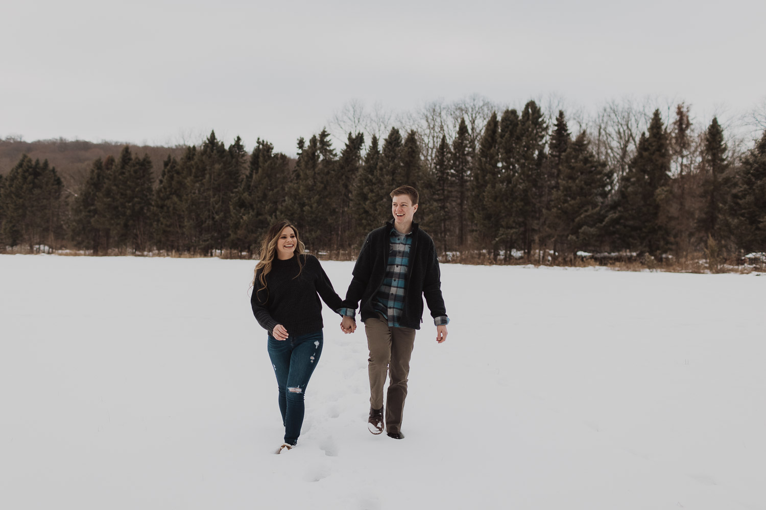 Snowy Downtown Engagement Session