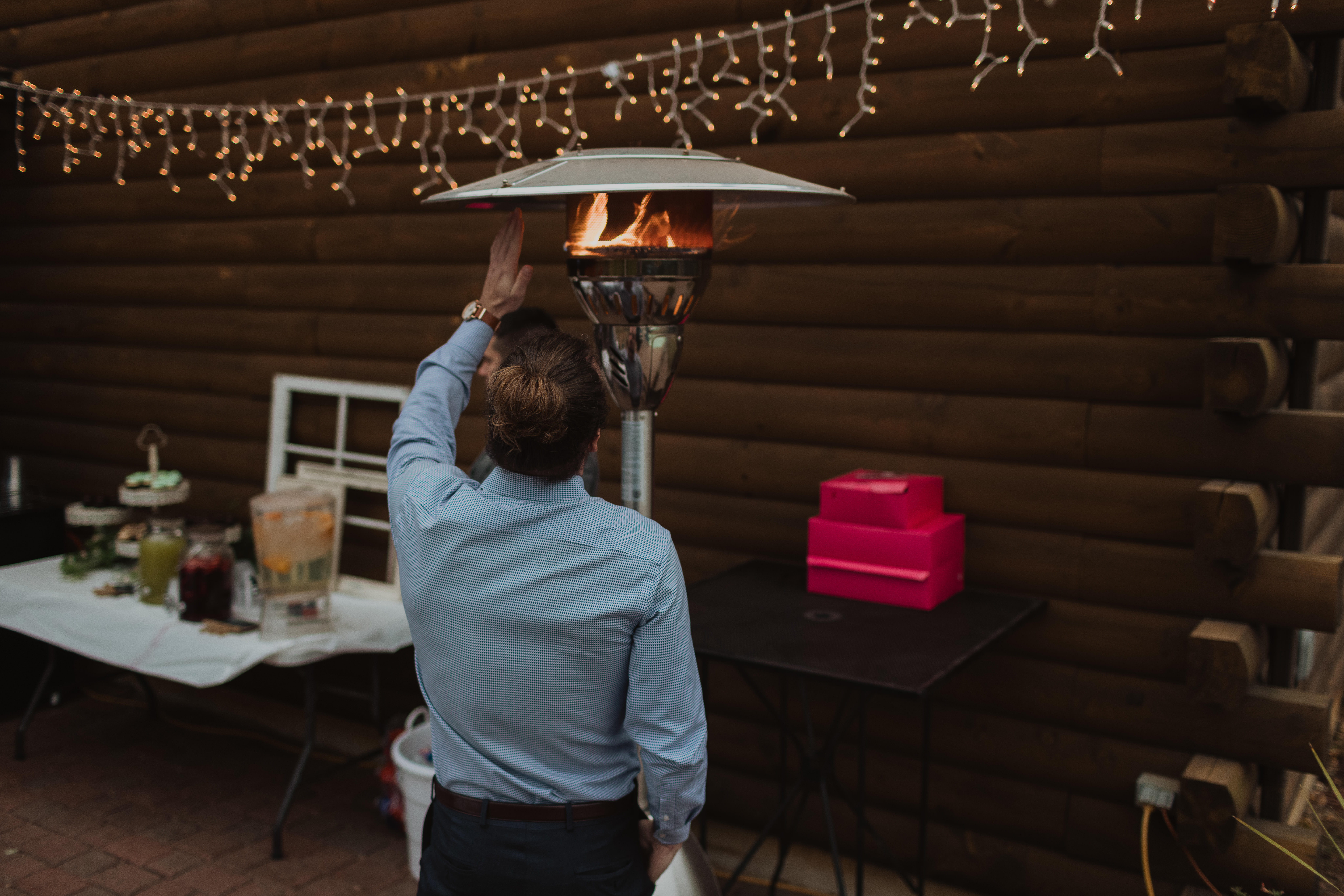 backyard wedding rent space heaters to keep warm