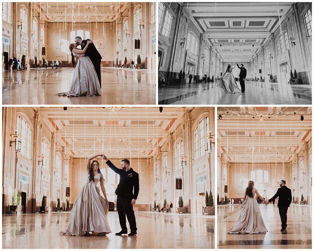 bride and groom photos at Union station