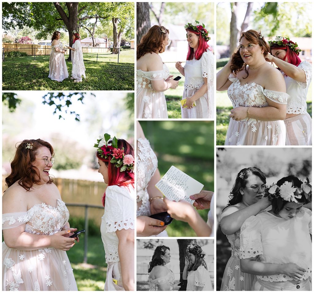 LGBTQ backyard wedding private vow reading