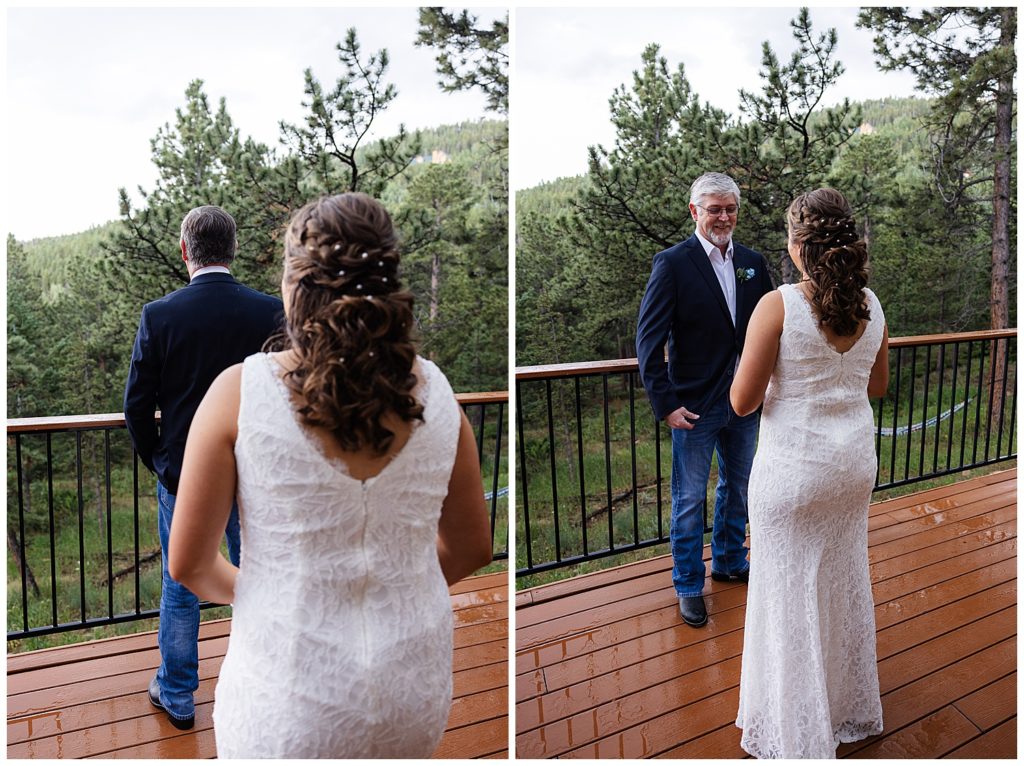 First look with dad before eloping in Colorado