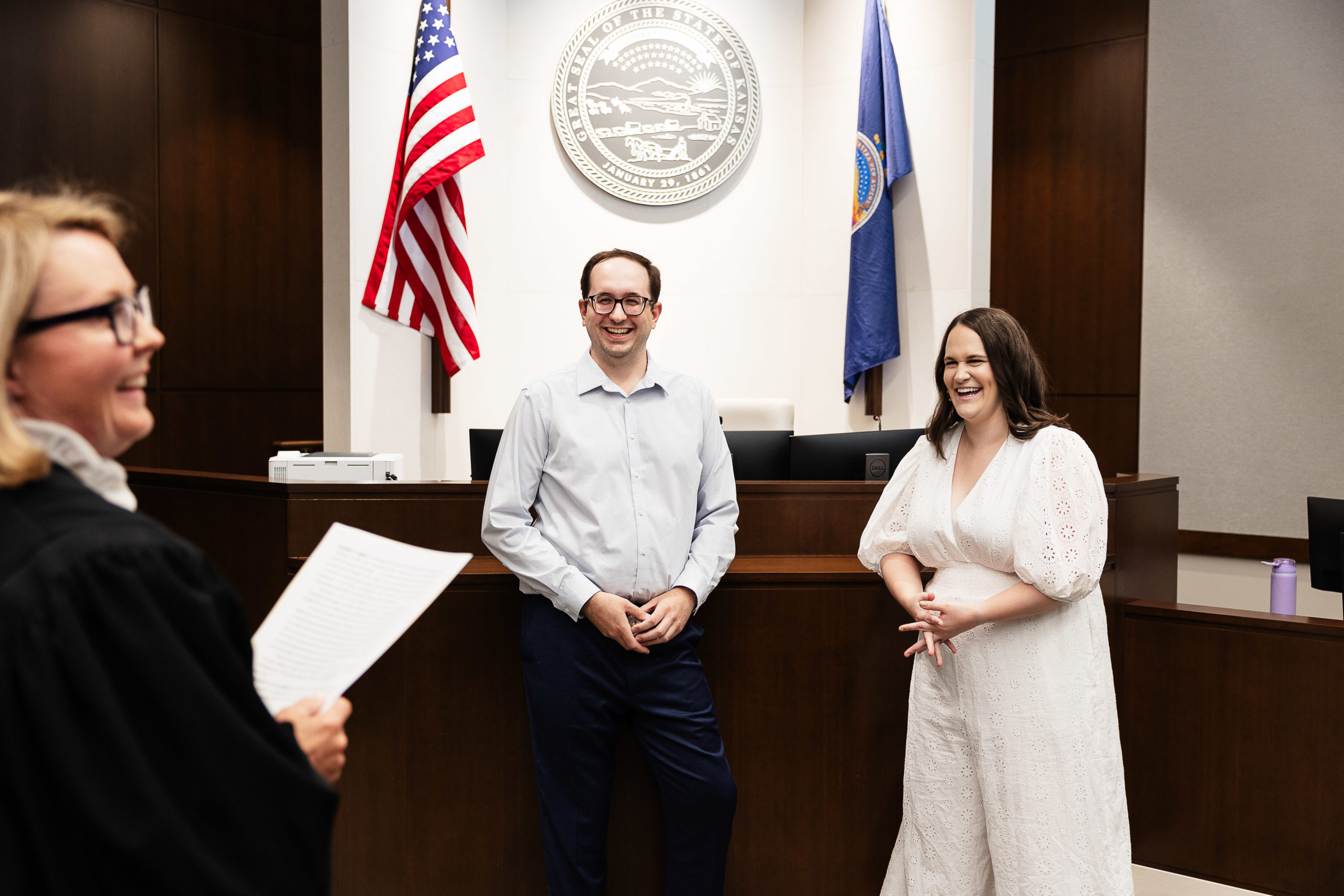 Olathe Courthouse Elopement. Couple in the courthouse getting married